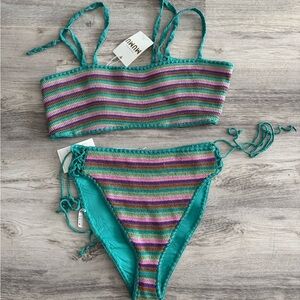 Show Me Your MuMu Striped Bikini - Teal, Purple, Pink